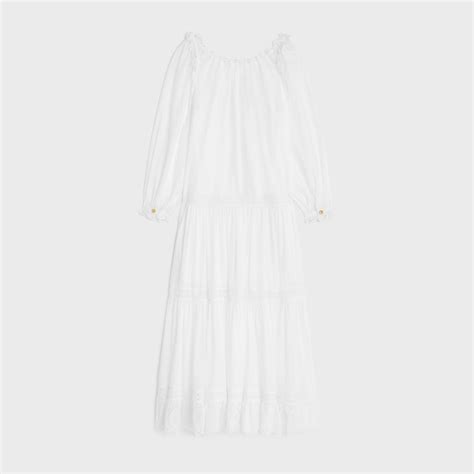 celine embroidery|EMBROIDERED FOLK DRESS IN COTTON MUSLIN .